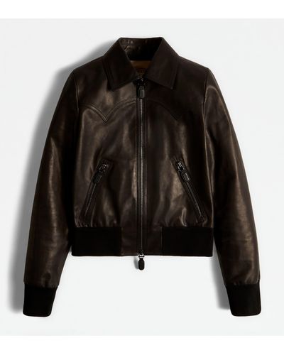 Tod's Bomber Jacket In Leather - Black