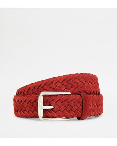 Tod's Belt In Suede - Red