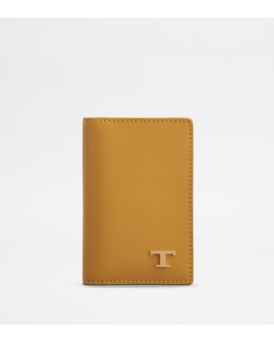 Tod's Card Holder In Leather - Yellow