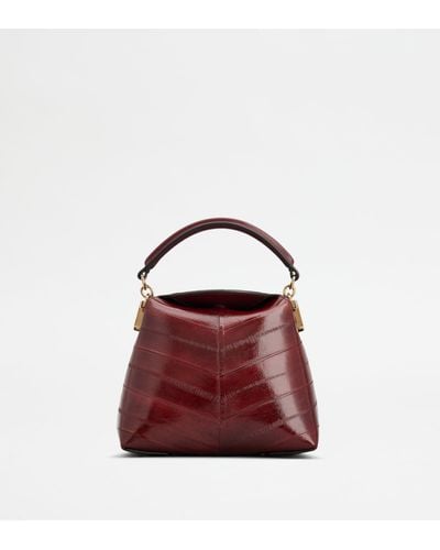 Tod's T Case Tote Messenger Bag In Eel Leather Micro - Red