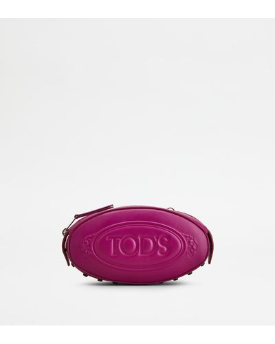 Tod's Clutch Bag In Leather Micro - Purple