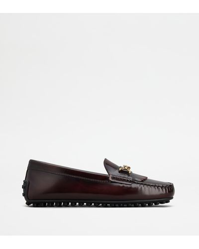 Tod's City Gommino Driving Shoes In Leather - Brown