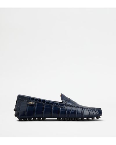 Tod's Gommino Driving Shoes In Leather - Blue