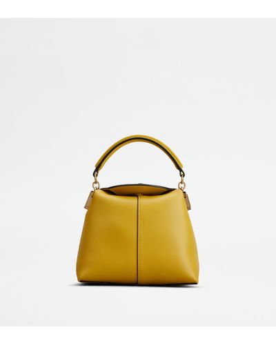 Tod's T Case Tote Messenger Bag In Leather Micro - Yellow