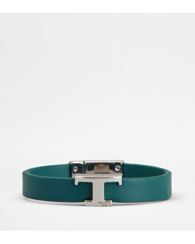 Tod's T Timeless Bracelet In Leather - Green