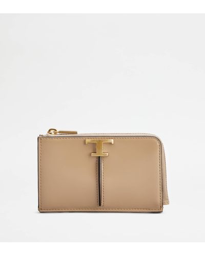 Tod's T Timeless Pouch In Leather - Natural