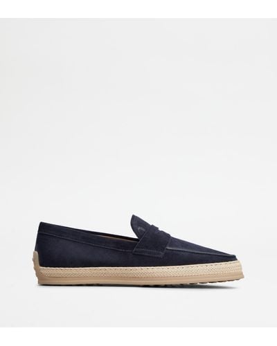 Tod's Loafers In Suede - Blue