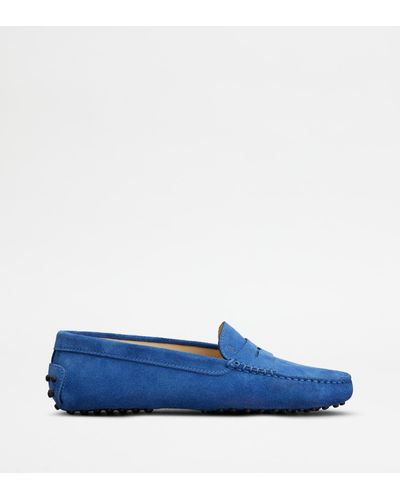 Tod's Gommino Driving Shoes In Suede - Blue