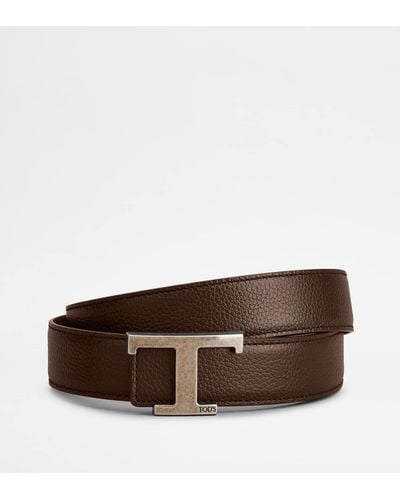 Tod's T Timeless Reversible Belt In Leather - Multicolor