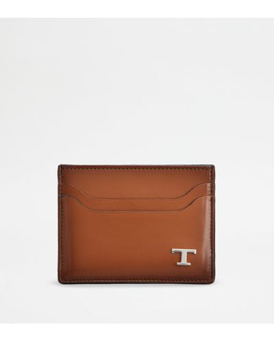 Tod's Credit Card Holder In Leather - Brown