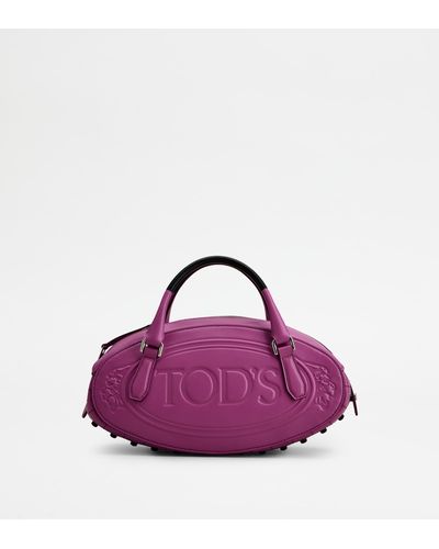 Tod's Boston Bag In Leather Mini - Purple
