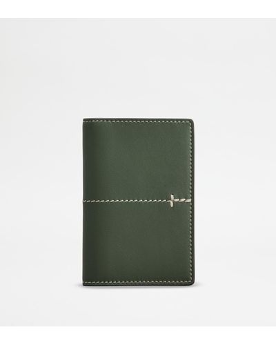 Tod's Credit Card Holder In Leather - Green