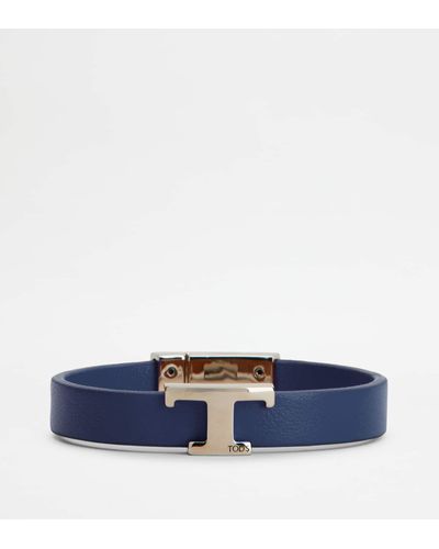 Tod's Bracelet T Timeless en Cuir - Bleu