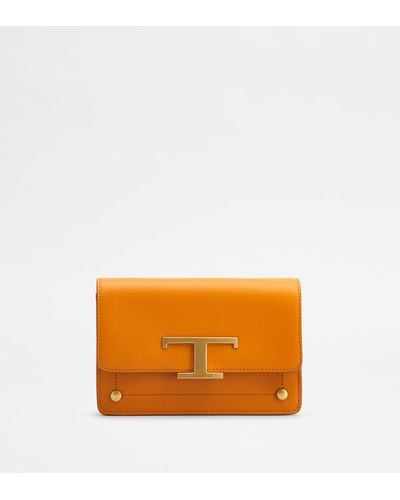 Tod's Timeless Belt Bag In Leather Micro With Metal Shoulder Strap - Orange