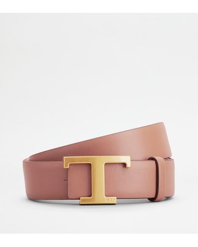 Tod's T Timeless Reversible Belt In Leather - Pink