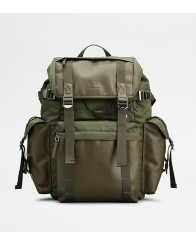 Tod's Backpack In Fabric And Leather Medium - Green