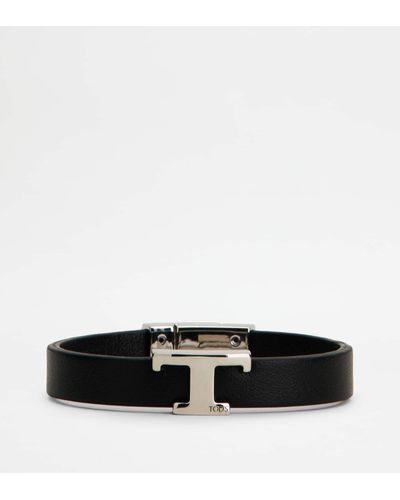 Tod's T Timeless Bracelet In Leather - Black