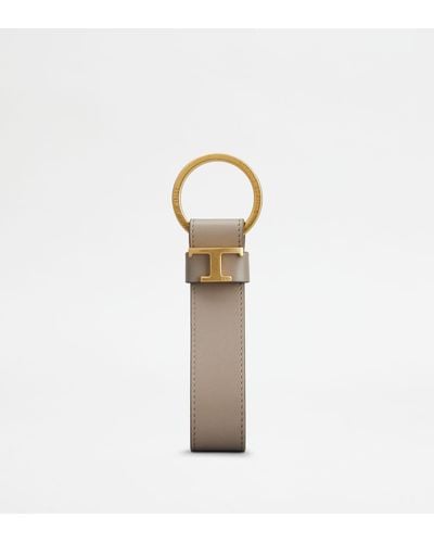 Tod's Key Holder In Leather - Grey