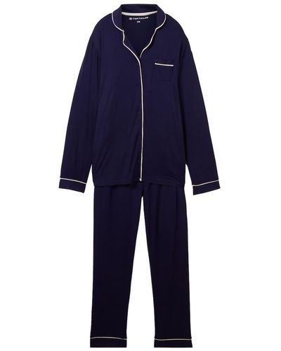 Tom Tailor Unifarbener Pyjama - Blau