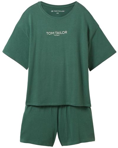 Tom Tailor Pyjama mit Logo-Print - Grün