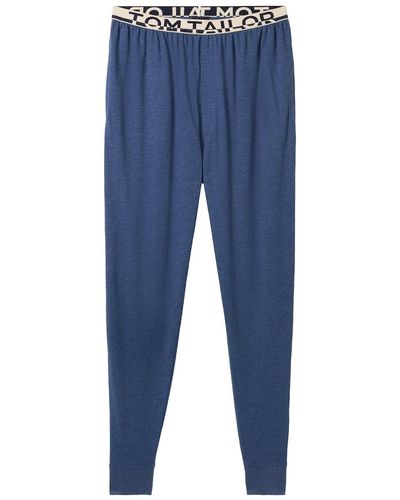 Tom Tailor Schmale Pyjamahose in Melange-Optik - Blau