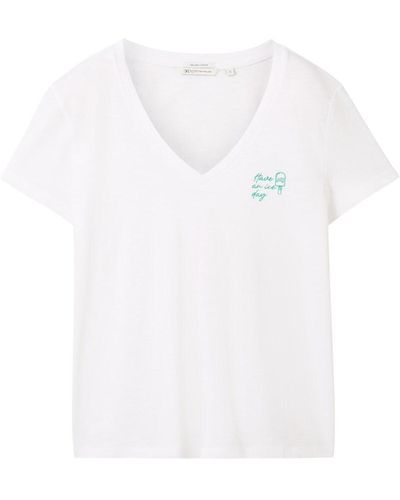 Tom Tailor DENIM T-Shirt aus Bio-Baumwolle - Weiß