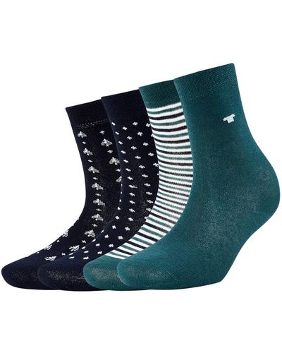 Tom Tailor Unisex 4er Pack Boys Socken mit Weihnachtsdesign - Blau