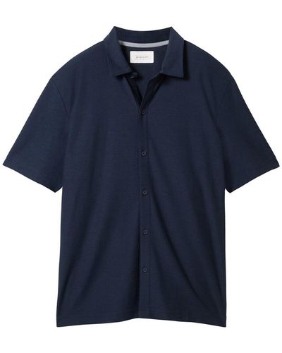 Tom Tailor T-Shirt mit Knopfleiste - Blau