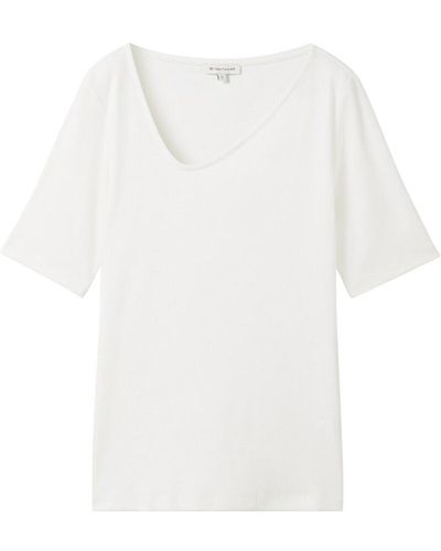 Tom Tailor T-Shirt mit asymmetrischem Ausschnitt - Weiß