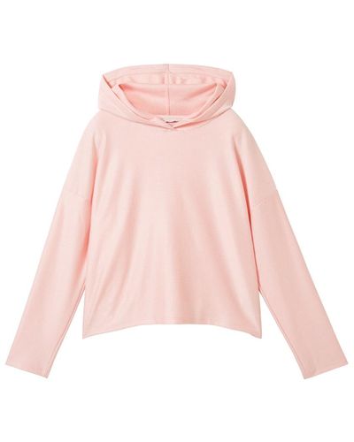 Tom Tailor DENIM Cropped Hoodie mit Streifenmuster - Pink