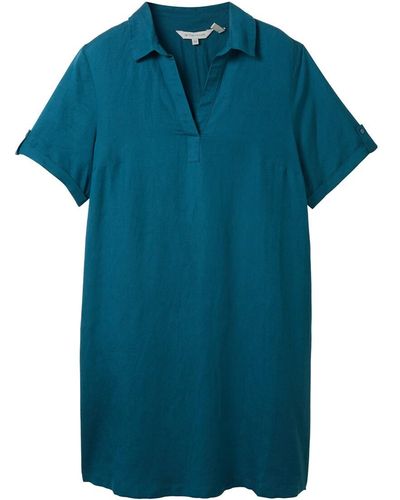 Tom Tailor Plus - Kleid mit Leinen - Blau