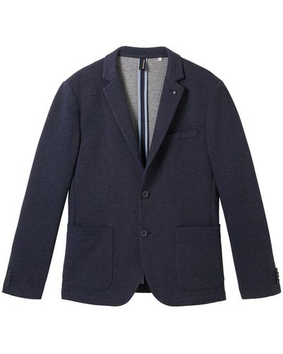 Tom Tailor Blazer mit Piqué Struktur - Blau