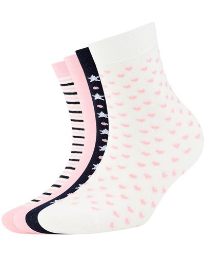 Tom Tailor Unisex 4er Pack Girls Socken mit winterlichem Design - Weiß