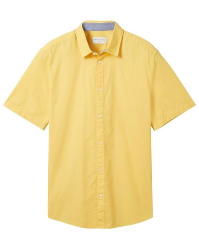 Tom Tailor Basic Kurzarmhemd aus Popeline - Gelb