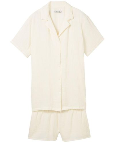 Tom Tailor Unifarbener Pyjama - Weiß