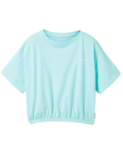 Tom Tailor Mädchen Cropped T-Shirt mit Bio-Baumwolle - Blau