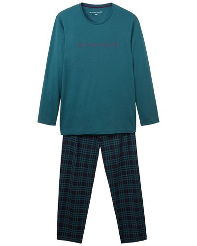 Tom Tailor Pyjama mit Karomuster - Blau