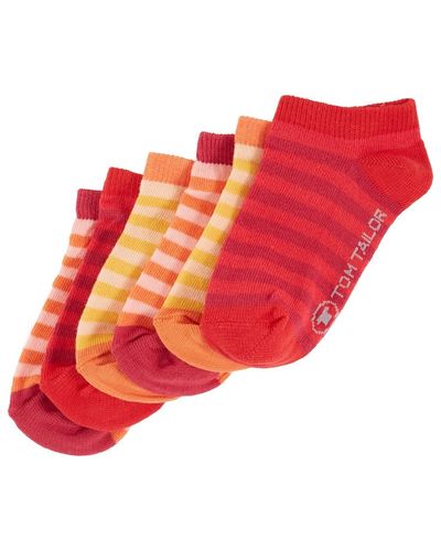 Tom Tailor Unisex Sneaker Socken im 6er-Set - Rot