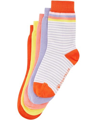 Tom Tailor Unisex Socken im Multipack - Rot