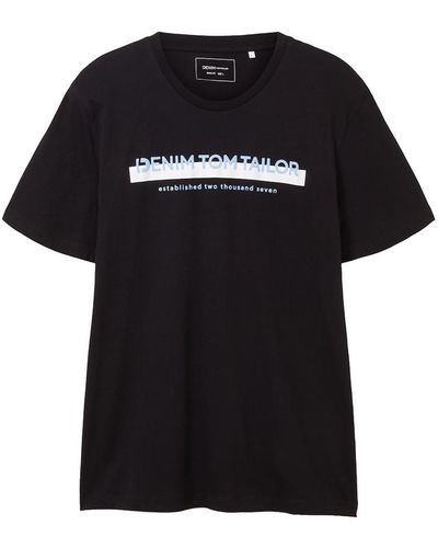 Tom Tailor DENIM T-Shirt mit Logo Print - Schwarz