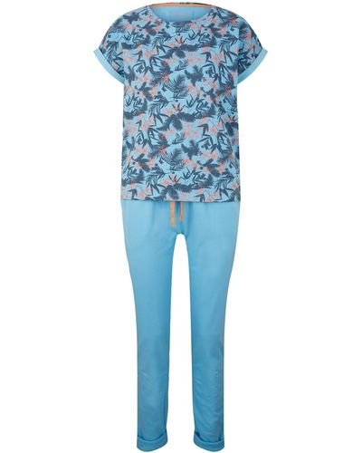Tom Tailor Pyjama Set mit gemustertem Oberteil - Blau