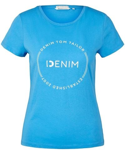 Tom Tailor DENIM T-Shirt mit Logo Print - Blau