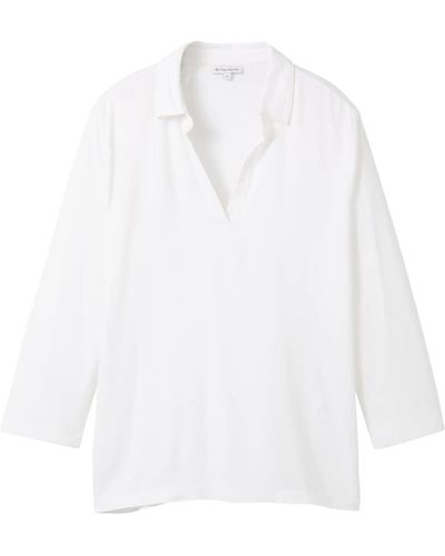 Tom Tailor 3/4 Arm Shirt mit (TM) Modal - Weiß