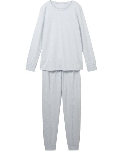 Tom Tailor Pyjama mit Allover-Print - Weiß