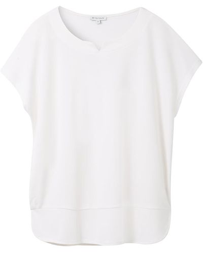 Tom Tailor T-Shirt aus Materialmix - Weiß