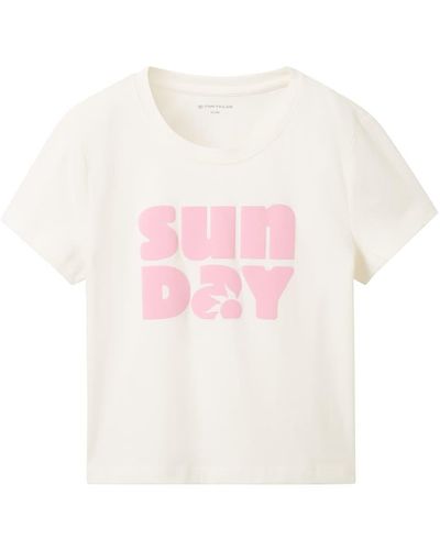 Tom Tailor Mädchen Cropped T-Shirt mit Textprint - Pink