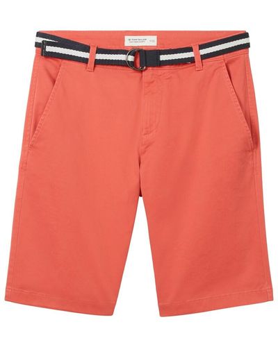 Tom Tailor Slim Chino Shorts mit Gürtel - Rot