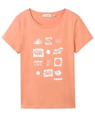 Tom Tailor DENIM Print T-Shirt mit Bio-Baumwolle - Pink