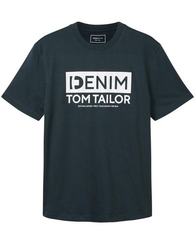 Tom Tailor DENIM T-Shirt mit Logoprint - Blau