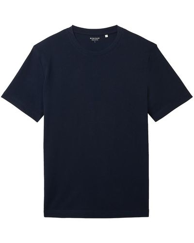 Tom Tailor T-Shirt mit Piqué Struktur - Blau